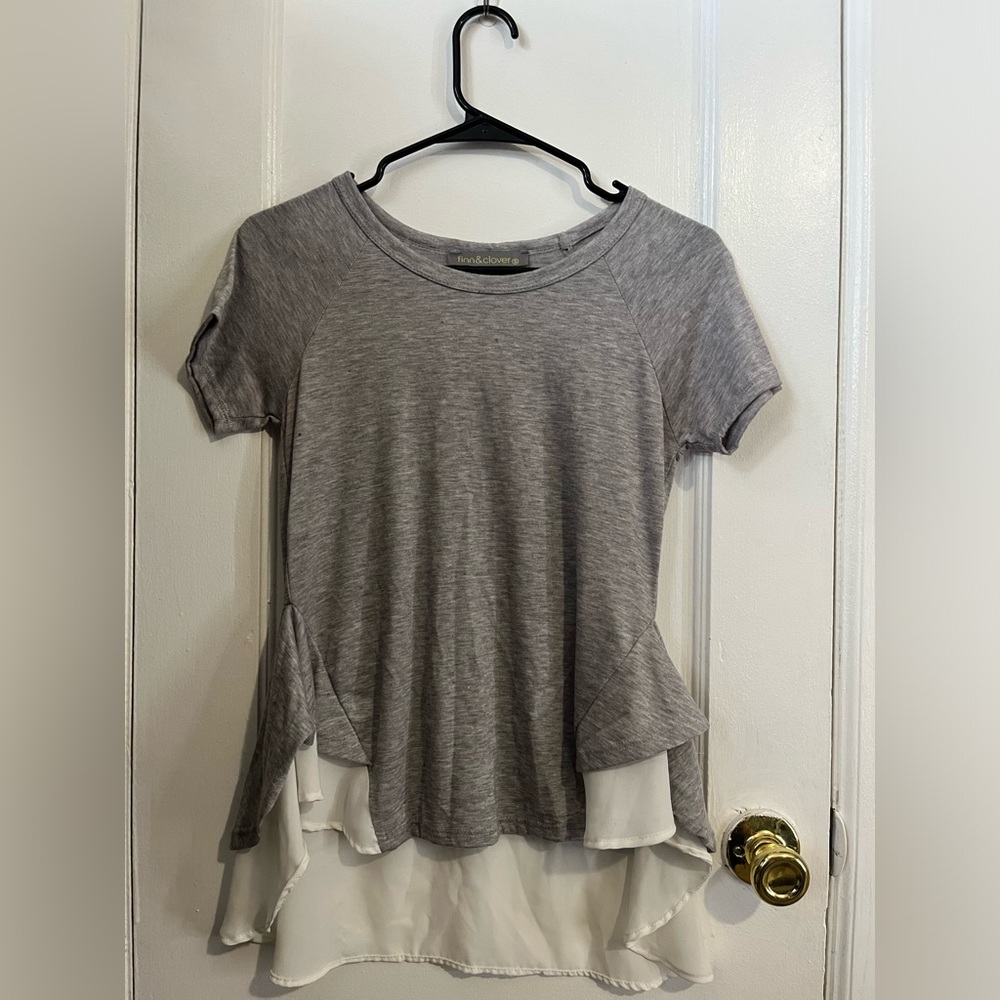 Finn & Clover: Heather Grey, Peplum Top, Size S
